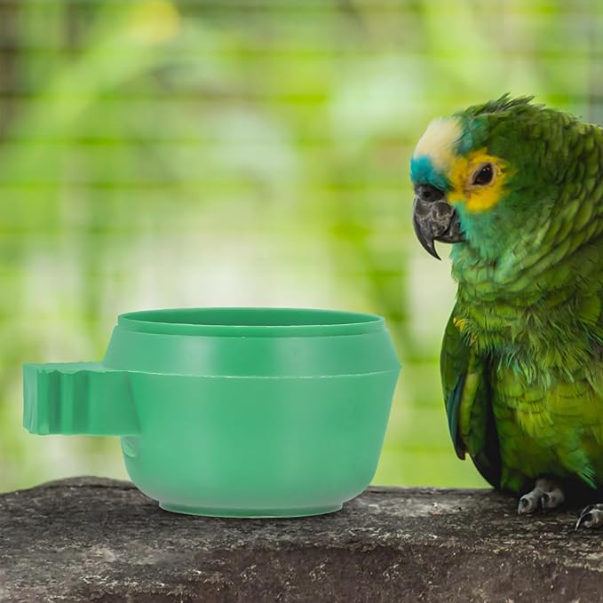 15pcs Green Small Bird Feeding Bowls Lock Food and Water Tray for Parrots and Small Birds Cage Supplies