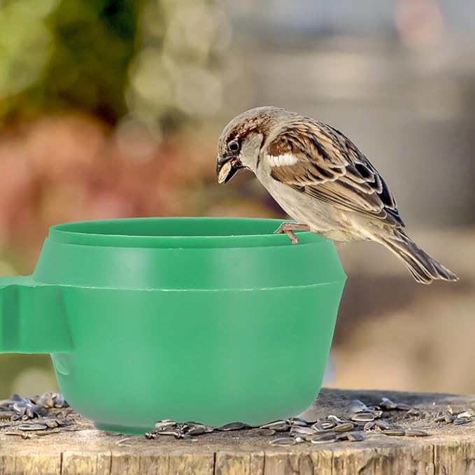 15pcs Green Small Bird Feeding Bowls Lock Food and Water Tray for Parrots and Small Birds Cage Supplies