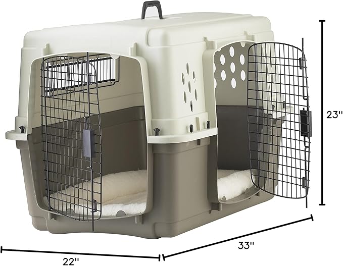 Pet Lodge® Two Door Dog Crate | Designed for Air Transport | Side Door Dog Kennel | Easy to Clean Pet Crate | for Pets Up to 50 lbs | Medium