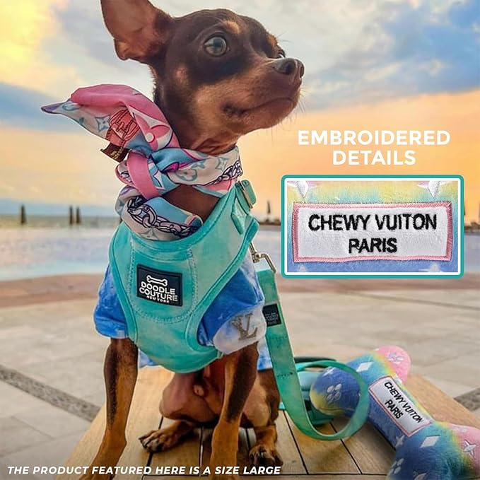 Haute Diggity Dog Chewy Vuiton Bone Plush Squeaky Dog Toy, Soft Durable Designer-Inspired Stuffed Puppy Chew Toys for Small & Medium Dogs, Machine-Washable (Pink Ombre) Large