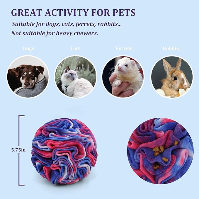 Ablechien Snuffle Ball for Dogs, Sniffle Interactive Treat Toy, Washable Puppy Treat Toy, Foraging Puzzle Ball Toy, Mind Games for Dogs, Enrichment Dog Toys