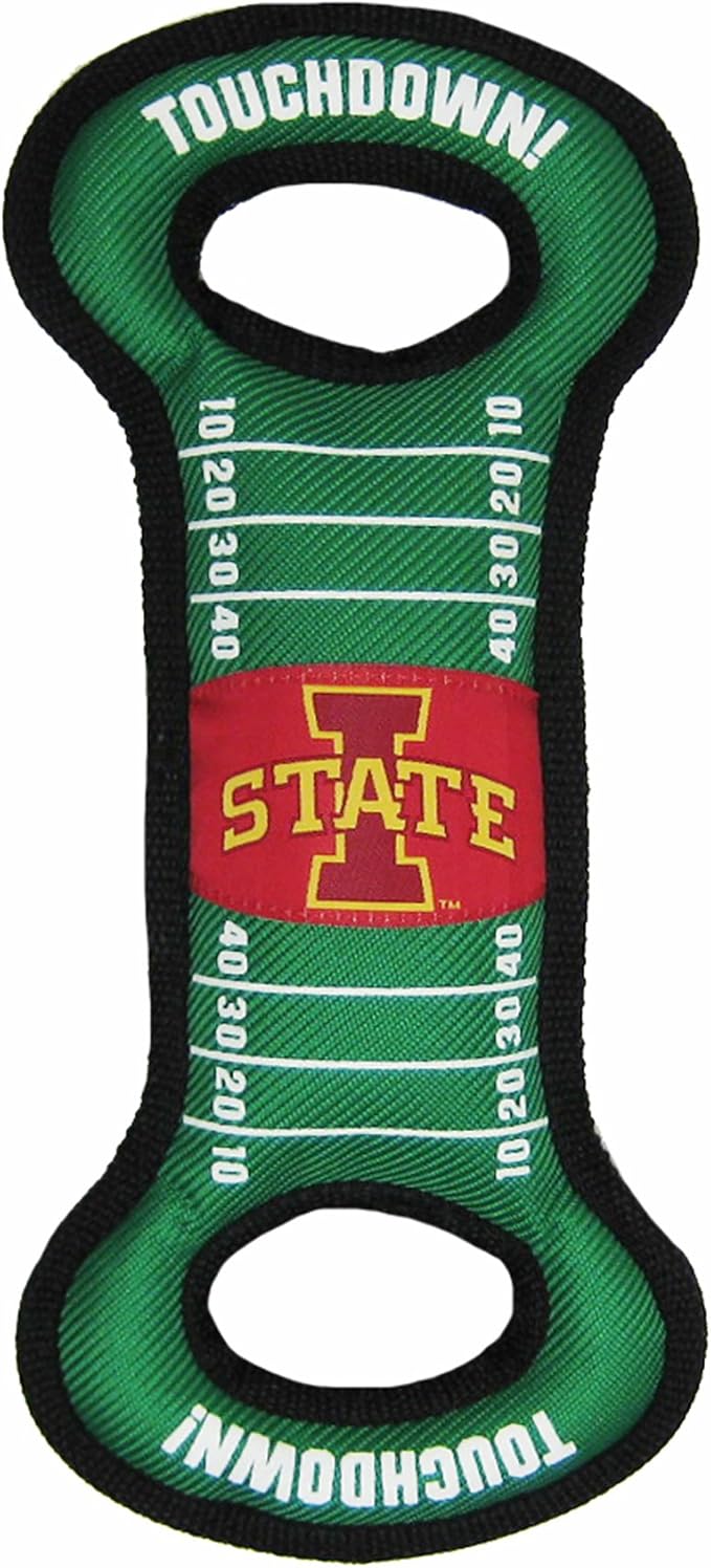 NCAA Football Field Dog Toy with Squeaker. - Iowa State Cyclones - for Tug, Toss, and Fetch. - Tough& Durable PET Toy