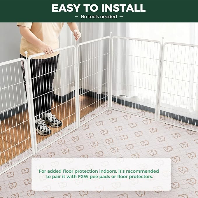FXW Rollick Unleashed Dog Playpen for Indoor, Yard, RV Camping, 40 inch 24 Panels for Medium and Large Dogs, White│Patented
