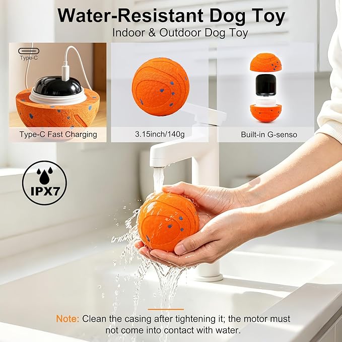Interactive Automatic Bouncing Dog Ball, Motion Activated Self Moving Toy for Boredom & Separation Anxiety, Durable Chew-Proof ETPU Shell, Rechargeable Pet Ball for Indoor Outdoor, Small Medium Dogs