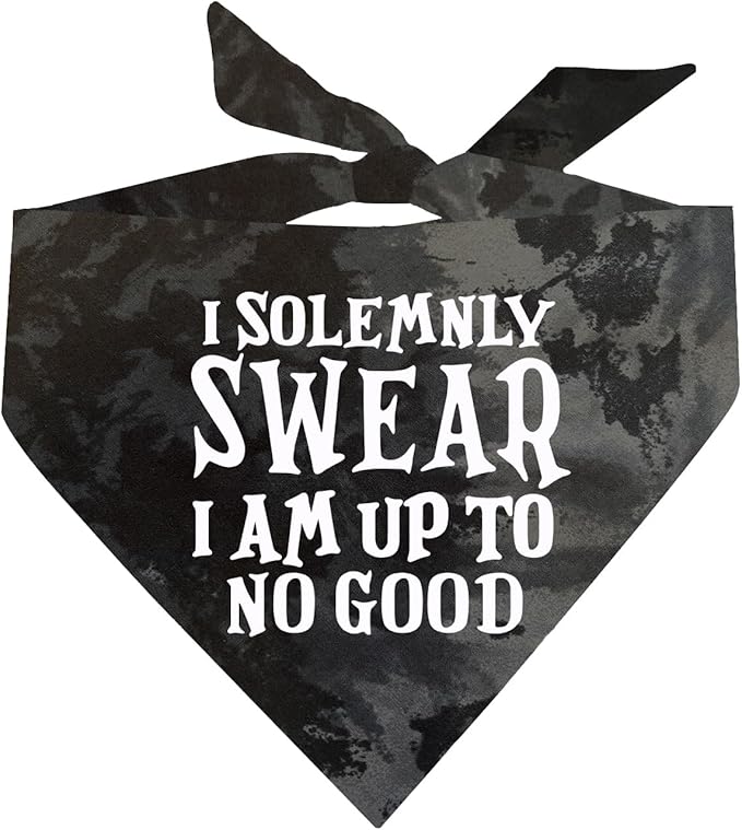 I Solemnly Swear I Am Up to No Good Dog Bandana (Black Scrunch, OS 1101)
