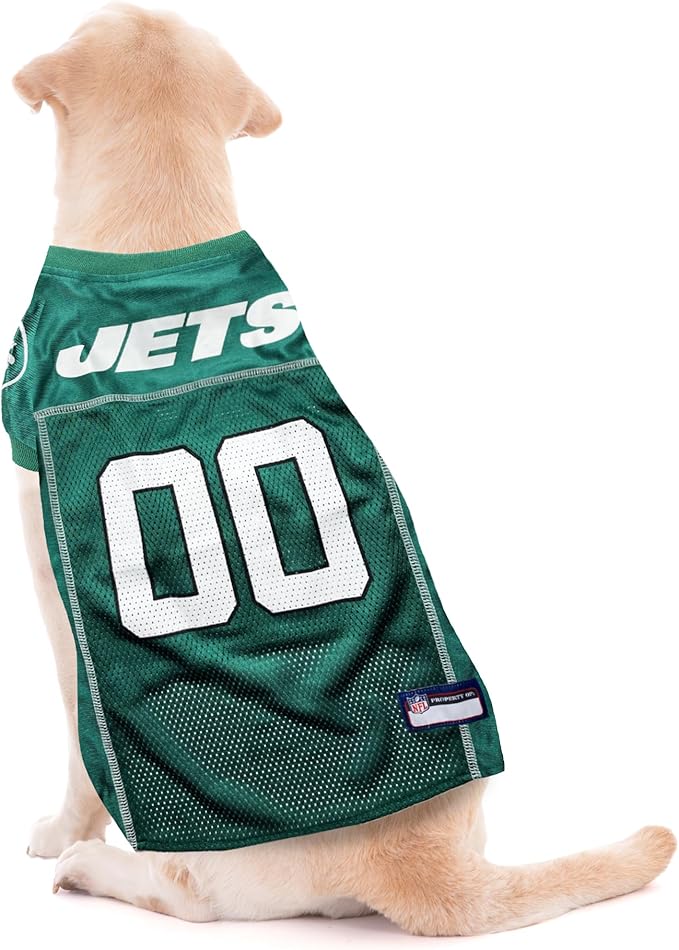 Pets First NFL New York Jets Dog Jersey, Size Medium, Football Shirt Costume for Pet, Dog Sports T-Shirt, NFL Team Clothing for Cats, Licensed Pet Apparel Available in 7 Sizes and 32 Teams