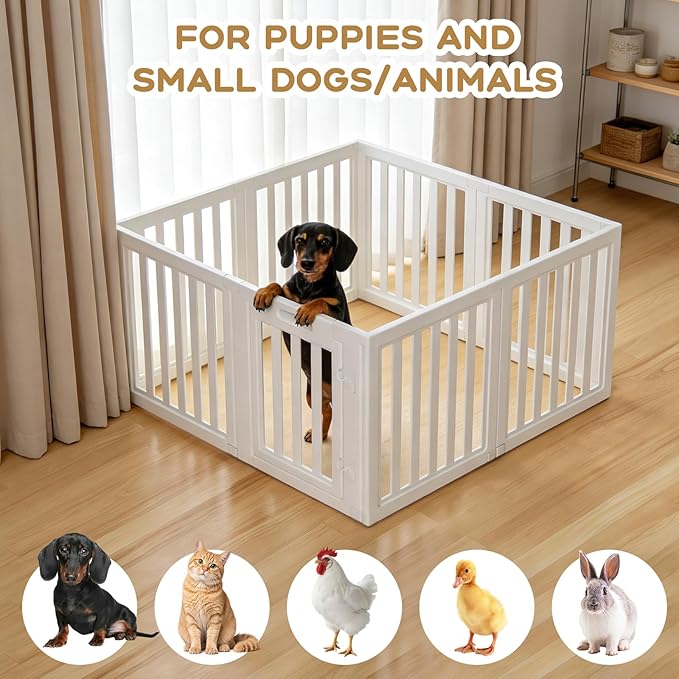 Dog Playpen, Clear Dog Pen, Dog Pen Indoor, Easy to Install and Remove Dog Play Pen, Puppy Playpen Suitable for Dogs, Cats,Dog Playpen Indoor (White, 30.3 inch Height, 8 Panels)