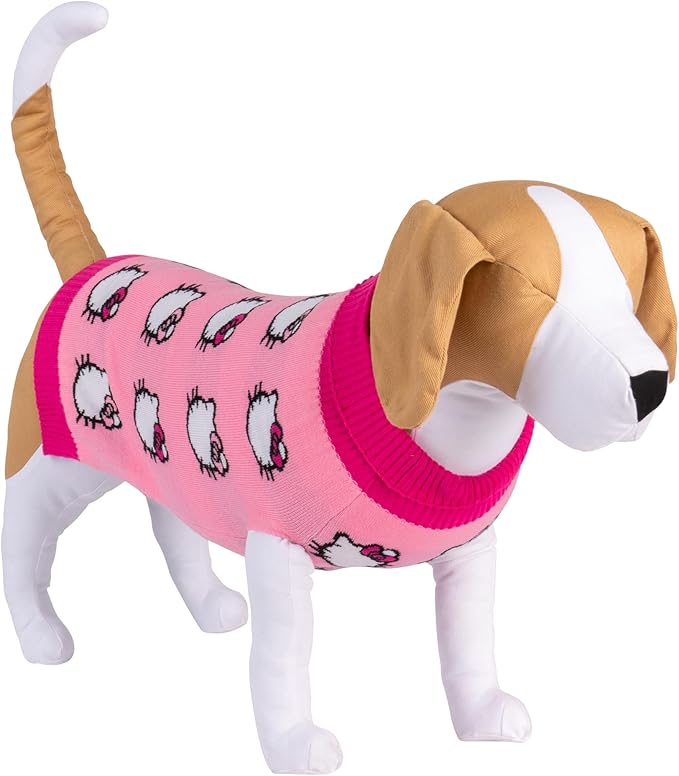 Hello Kitty and Friends Hello Kitty Dog Sweater - Pink Knit Fabric Pet Sweater with Character Design - Officially Licensed Sanrio Product from Jazwares - Medium