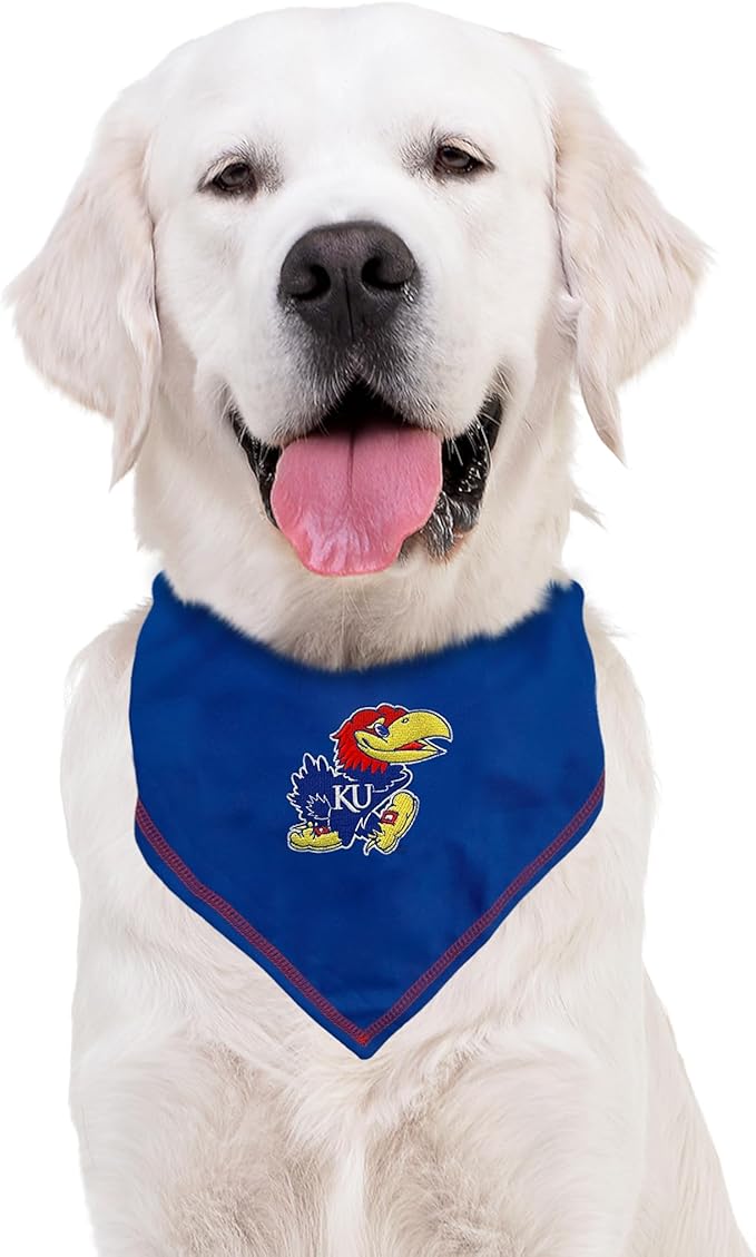 Pets First NCAA Kansas Jayhawks TIE Bandana, Size Small/Medium. Dog Bandana Scarf Bib for Pet Cat Dog. The Ultimate Game-Day, Party Bandana