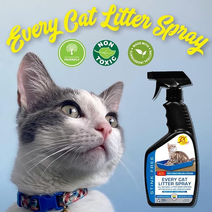 Every Cat Litter Spray Odor Eliminator - Urine Enzyme Cleaner & Deodorizer Cuts Litter Box Changes in Half! 24 oz Cat & Pet Odor Deodorizer