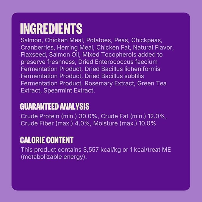 Wellness Kittles Crunchy Cat Treats, All Lifestages, Kitten to Senior, Natural, Grain Free, Salmon and Cranberry Flavor, 2 oz Bag