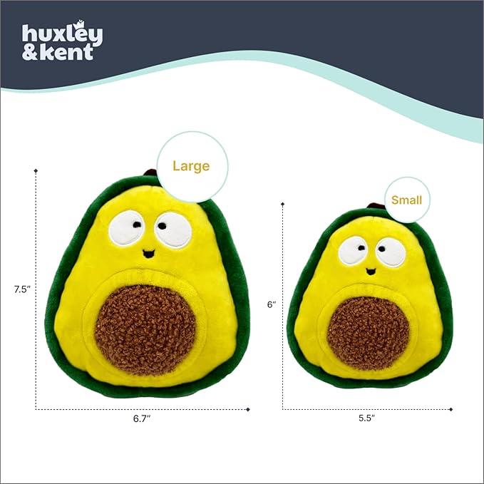 Huxley & Kent Interactive Funny Dog Toy w/Squeaker - Power Plush Treat Hiding Toy - Cute and Funny Soft Puzzle for Small & Large Dogs - Pop 'n Fetch Avocado, Small