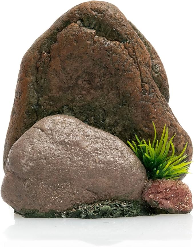 Mipukbay Small Aquarium Decor Rock, Resin Fish Tank Artificial Stone Ornament for Freshwater/Saltwater, Safe Landscape Hideout for Betta Fish, Goldfish and Aquatic Pets