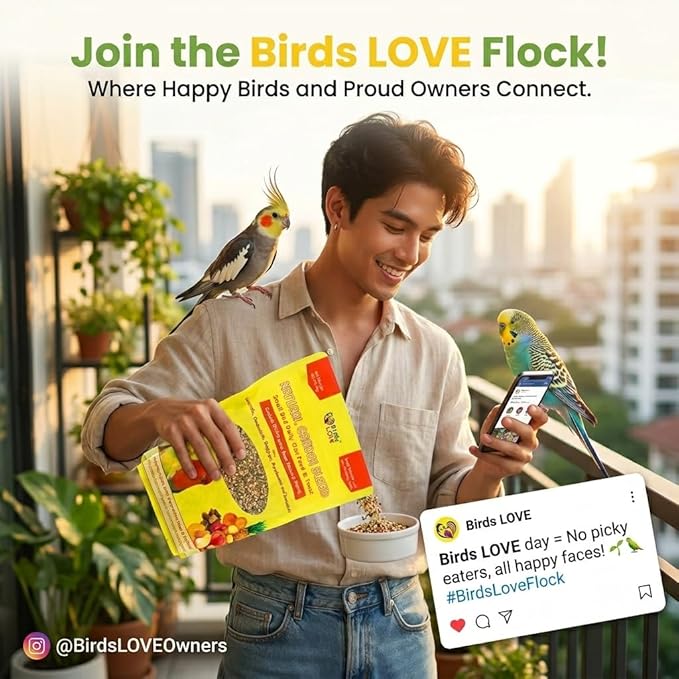 Birds LOVE All Natural Garden Blend Bird Food for Small Birds - Lovebirds, Cockatiels, Parakeets and Parrotlets 2lb