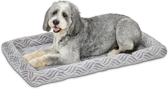 MidWest Homes for Pets QuiteTime Deluxe Wave Bolster Bed for Extra Large Dogs; Easily Machine Wash and Dry; Gray; 48"; 40248-WVGY