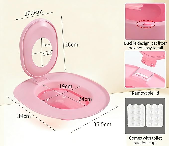 Cat Toilet Seat Training Kit,Reusable Plastic Trainer for Pet Cleaning,Removable Pet Toilet Training System,Portable Trainer for Home Pet Shop Pet Care,Easy Installation,Stable and Durable (Blue)