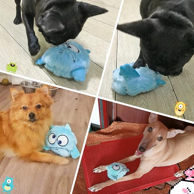 LESYPET Dog Toy Interactive Squeaky Toys for Puppy and Cats - Stuffed Monster Toy Ball for Small, Medium, Large Dogs, Plush Puppy Chewy Toys for Playing, Blue