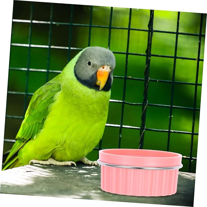 SUPVOX Bird Feeding Dish Cup Stainless Steel Parrot Food Bowl Clamp Holder for Bird Cage Easy to Install and Clean for Parakeets African Conures and Lovebirds
