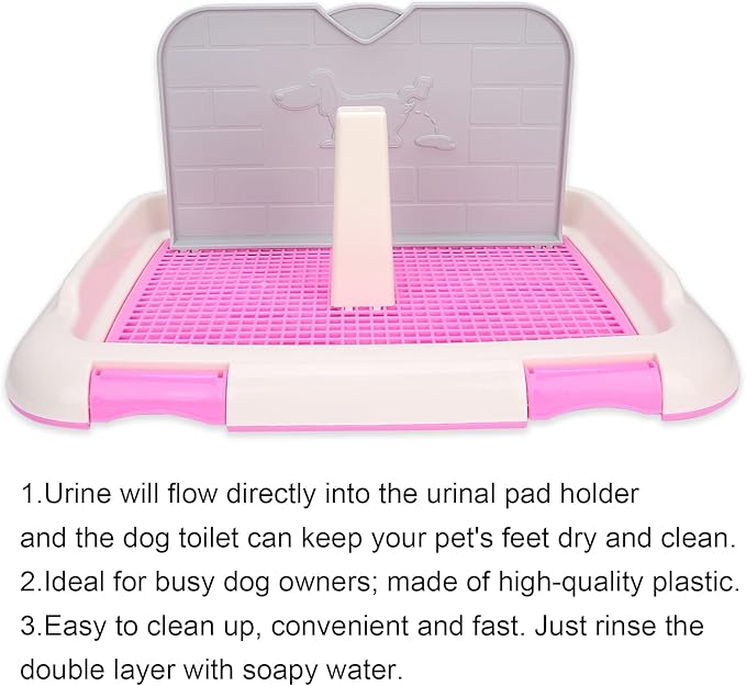 Pet Dog Toilet Litter Box, Portable Indoor Puppy Training Toilet Tray Cat Potty Fence Dog Scheduled Urination Potty Tray(Pink)