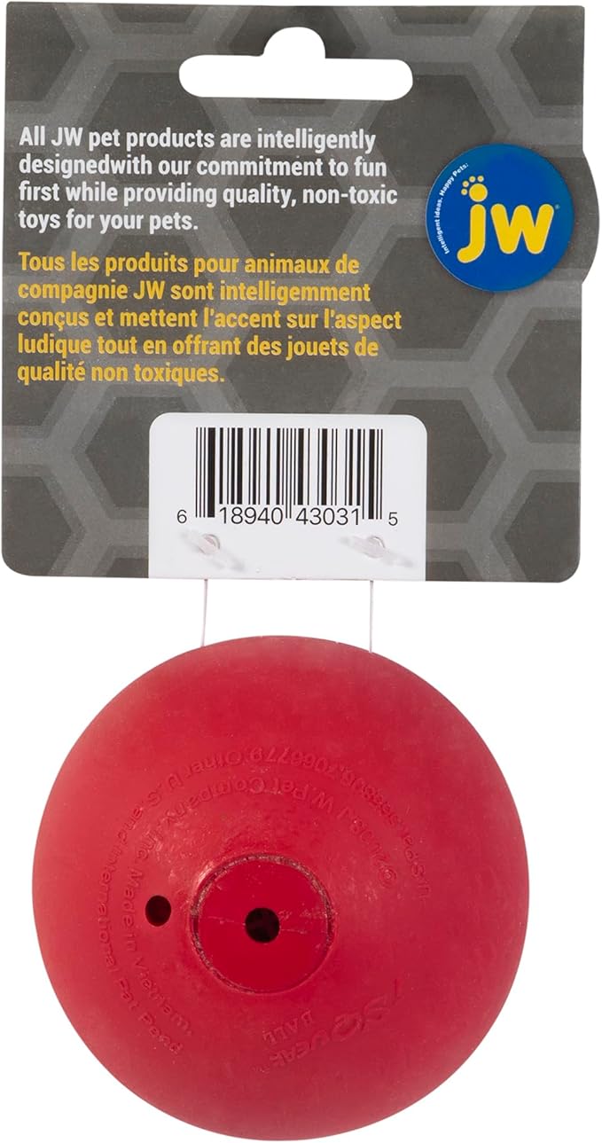 JW iSqueak Ball Durable Natural Rubber Dog Toy (Assorted Colors)