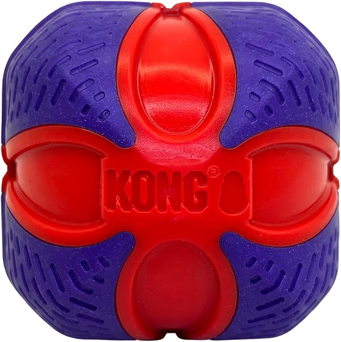KONG Duets Duos Bouncy Dual Color Squeaky Toy fot Dogs (Ball, Medium)