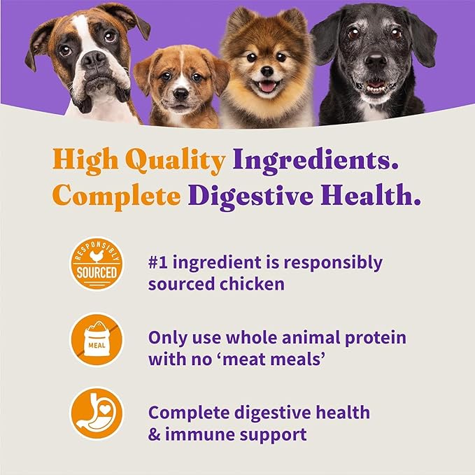 Halo Holistic Dog Food Cage Free Chicken & Brown Rice Formula, Healthy Grains Dry Dog Food, Complete Digestive Health, Kibble for Adult Dogs, 3.5 lb Bag