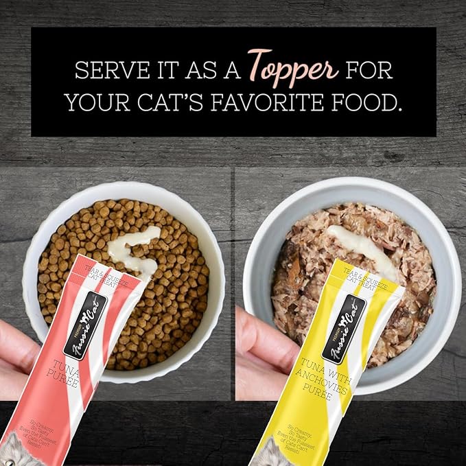 Fussie Cat Premium Puree Lickable Cat Treats in Tuna Puree, 4 Flavors, 4 Packs of 4-0.5oz Tubes (16 Total Tubes) +Lid
