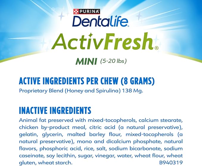 Dentalife ActivFresh Pack of 4 Dog Chews for Small Dogs, Dental Chews to Freshen Breath, Chicken Flavor, 13.5 oz. Each, 45 Each/90 Total - 45 Ct. Pouch