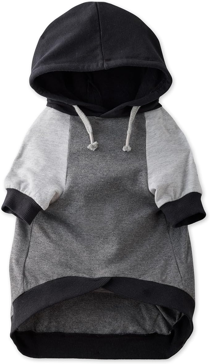 Pet Passion Rocky – The Original Lightweight Hooded Tee 100% Organic Cotton Dog Hoodie Pet Coat Sweater for All Sized Dogs, Original Black Color Block, Small (10-25 lbs)