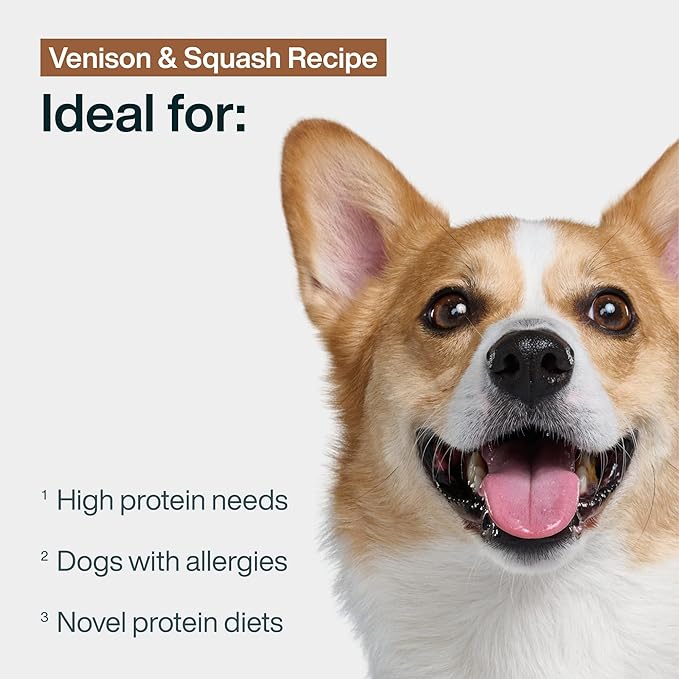JustFoodForDogs Frozen Fresh Dog Food Toppers and Meals, Human Grade, Balanced Fresh Pet Meal or Topper, No Preservatives, Limited Ingredient Recipe, Venison & Squash 72 oz - 7 Pack