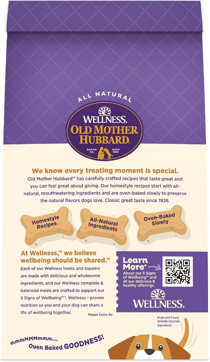 Wellness Old Mother Hubbard Classic P-Nuttier Dog Biscuits, Natural Training Treats, Peanut Butter Flavor, Small Size, 20 oz Bag