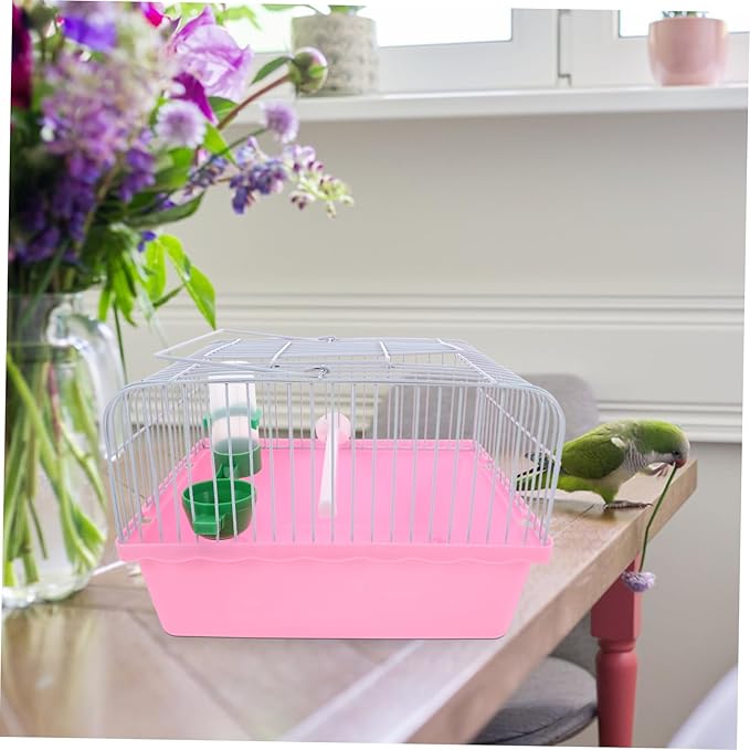 Portable Bird Cage for Parrots and Lovebirds with Perch Food Box and Water Dispenser Lightweight Metal Travel Carrier for Small Birds and Pets and Easy to Clean