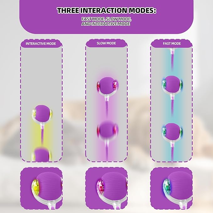 Smart Tiny Fetch Dog Toy, Interactive Cat Toys Ball with Smart Motion Sensor and Auto-Dodging for Bored Kitten Pet Cats Dogs (Purple)