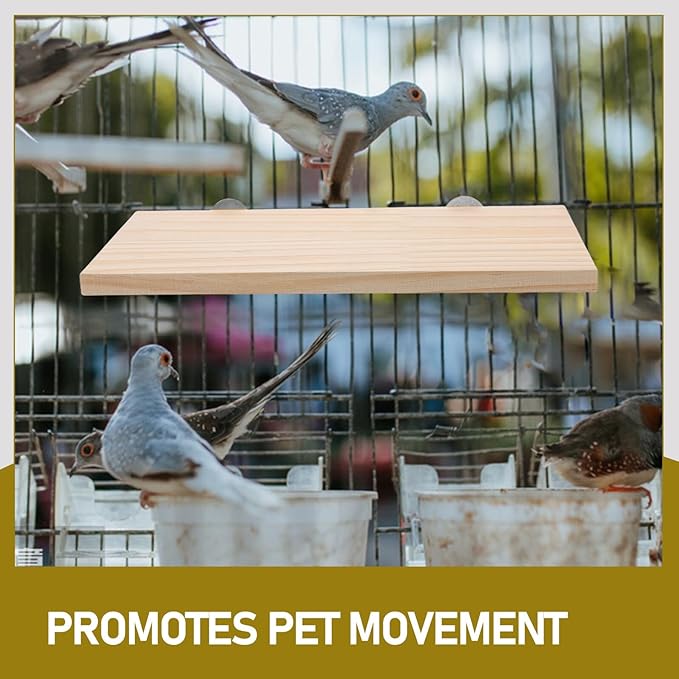 Abaodam Wooden Bird Perch Platform Stand for Parrot and Small Pets, Rectangular Cage Accessory with Paw Grinding Surface, 1pcs Suitable for Hamster, Chinchilla, Squirrel Habitat