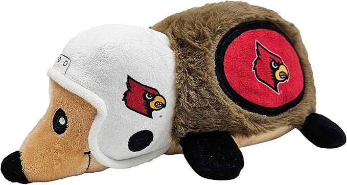 NCAA Louisville Cardinals Plush Hedgehog Toy for Dogs & Cats, Cool Soft Pet Toy for Fun and Interactive Play, Dog Chew Toy with Squeaker, Licensed Hot Pet Toy