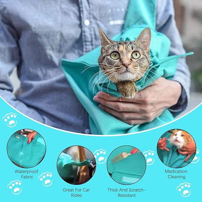 Cat Carrier Pouch,Cat Pouch Cozy Comfort Carrier,Anti-Scratching CatCarrier PouchBag Nail Trimming,Large CatCarrier Restraint Bag for Medication,Administration,Grooming, 2 PCS