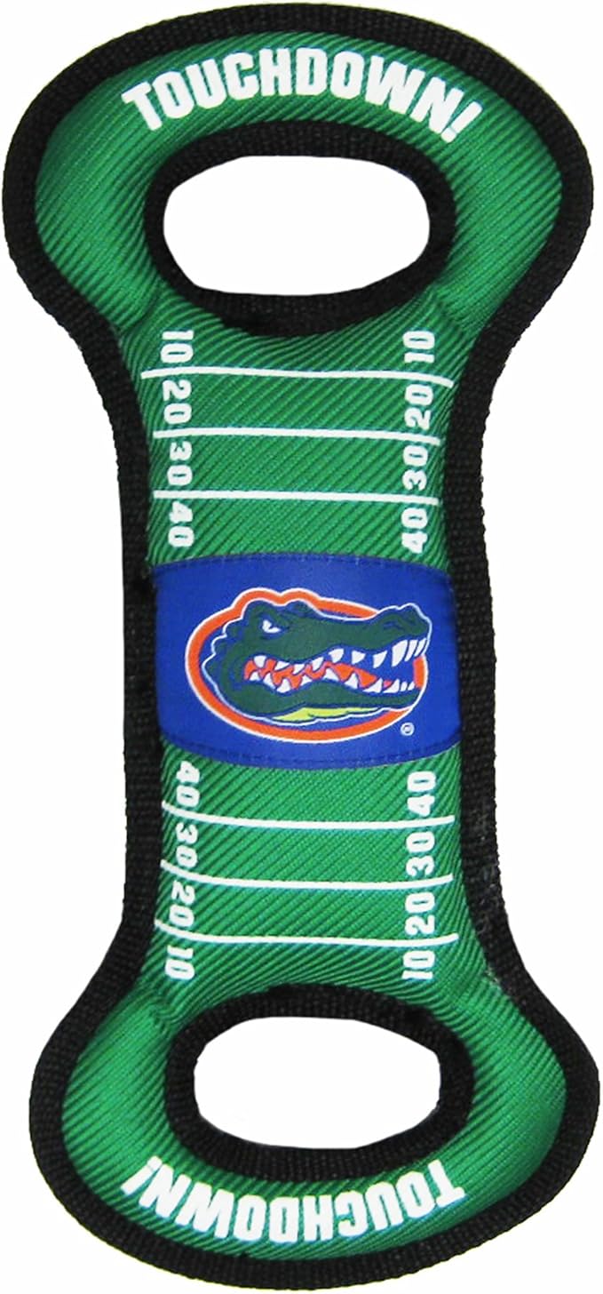 NCAA Football Field Dog Toy with Squeaker. - Florida Gators - for Tug, Toss, and Fetch. - Tough& Durable PET Toy