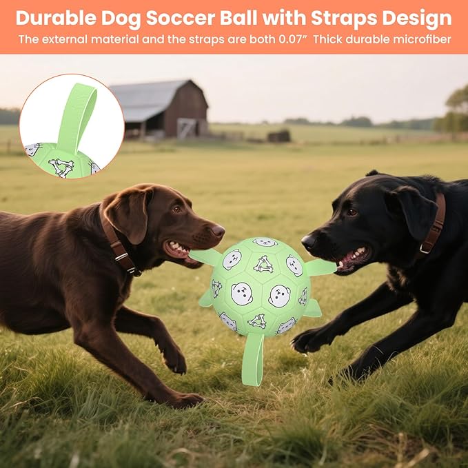 Dog Soccer Ball with Straps - Durable Jolly Ball for Dogs, Large Soccer Ball for Dogs, Dog Toys for Medium Dogs, for Pet Birthday, Outdoor Indoor Play Training Exercise