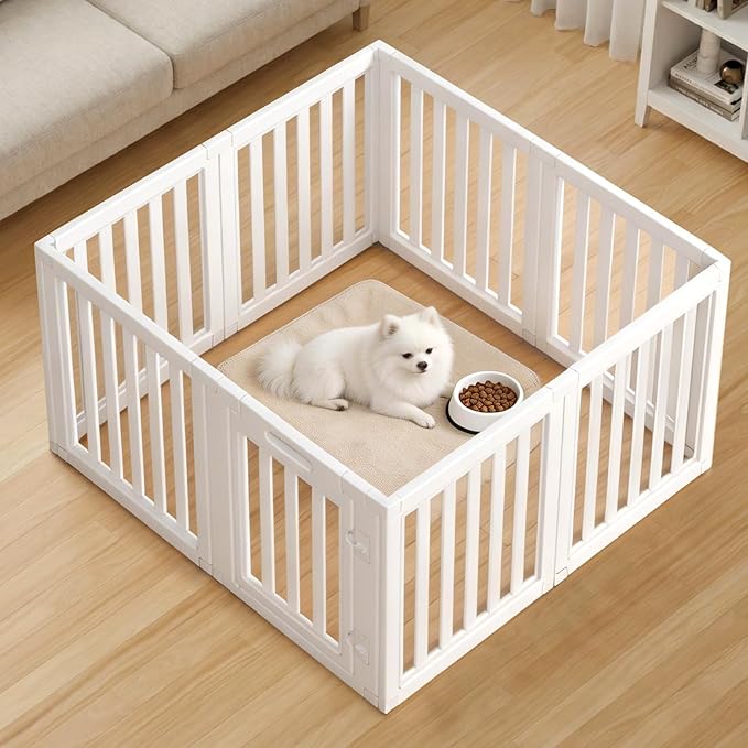 Dog Playpen, Clear Dog Pen, Dog Pen Indoor, Easy to Install and Remove Dog Play Pen, Puppy Playpen Suitable for Dogs, Cats,Dog Playpen Indoor (White, 30.3 inch Height, 8 Panels)