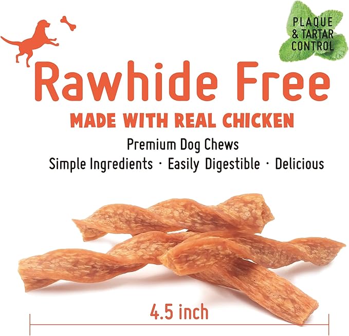 LuvChew Chicken Dog Chew Twist Sticks, Puffed Human Grade Chicken Dog Treat Sticks, Rawhide Alternative, Easy to Digest 10pcs/Pack