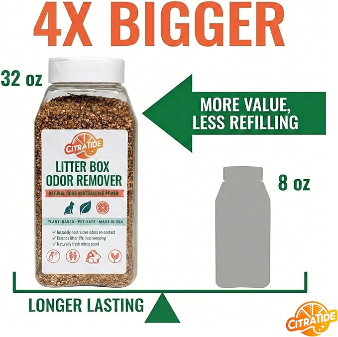 Litter Box Deodorizer Pebbles – Extra Large – Natural Odor-Neutralizing Granules for Cat Litter Boxes – Removes Odor & Keeps Litter Fresh 5× Longer – Safe, Non-Toxic, USA Made