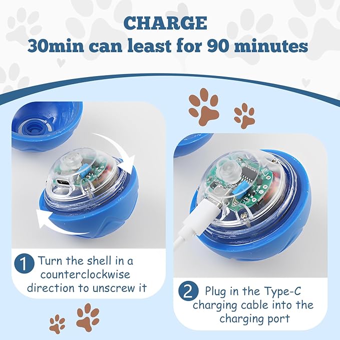 2 PCS Interactive Dog Ball, [2026 Newly Upgraded] Automatic Moving & Bouncing Dog Toy to Keep Them Busy,Pet Vibrating Ball for Dogs/Cats, Durable Pet Balls for Small&Medium Dogs(Blue & Orange)