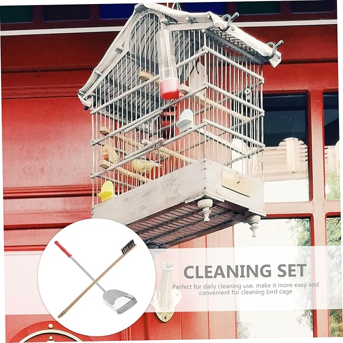 2pcs Bird Cage Cleaning Tools Set Random Brush and Shovel for Pet Parrots and Birds Handle Design for Easy Use Multi-Function Supplies Environment