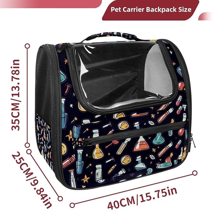 Chemistry Science Laboratory (2) Cat Backpack Carrier, Breathable Cat Carrier Large Space Bubble Pet Backpack for Kitty Small Dog