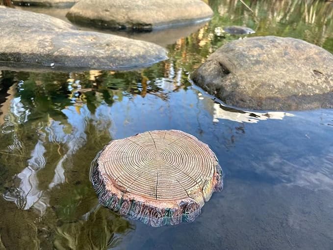 AQUA KT Aquatic Turtle Round Floating Dock Tortoise Bearded Dragon Basking Platform with Suction Cup for Reptile Aquatic Aquarium Decoration