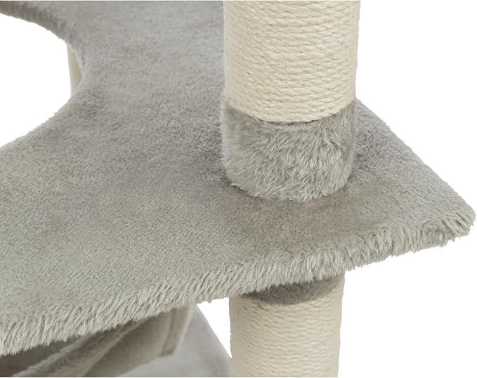TRIXIE Abby 63.5" Cat Tower, 4-Level Sisal & Plush Cat Tree, Cat Scratcher, Condo, Hammock, Platforms Dangling Cat Toy