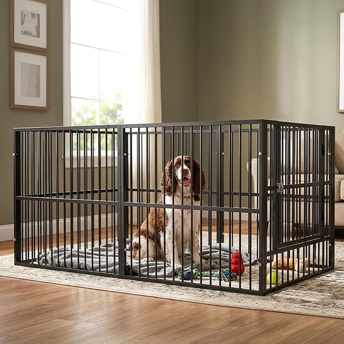 Dog Playpen - 32" Height Dog Pen, Heavy Duty Puppy Pen with Door, Safe & Sturdy, Easy Assemble for Indoor/Outdoor Pet Playpen