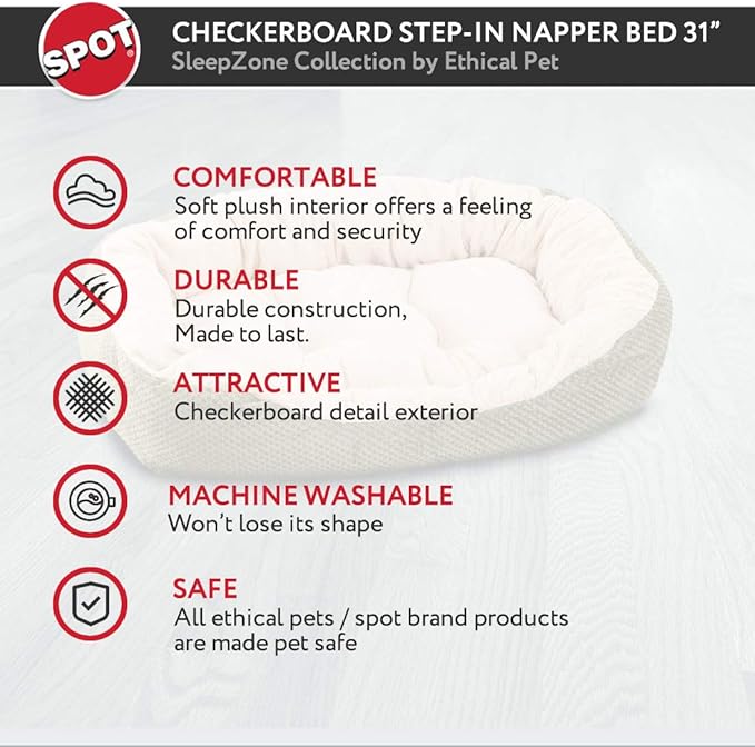 Ethical Pets Sleep Zone Checkerboard Napper Pet Bed, 31", Sage