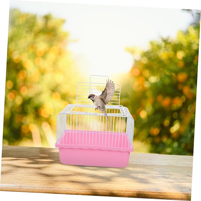 POPETPOP Lightweight Portable Birdcage for Small Animals Travel Friendly Design for Lovebirds and Parakeets Transparent Observation Window Versatile Indoor and Outdoor Use