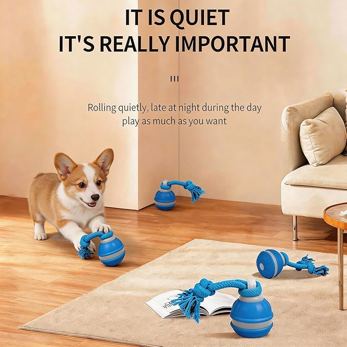 Interactive Dog Toy - Automatic Rolling Ball with Bird Sound, Durable Chew Toy for Small Medium Dogs & Cats, Type-C Rechargeable (Blue)